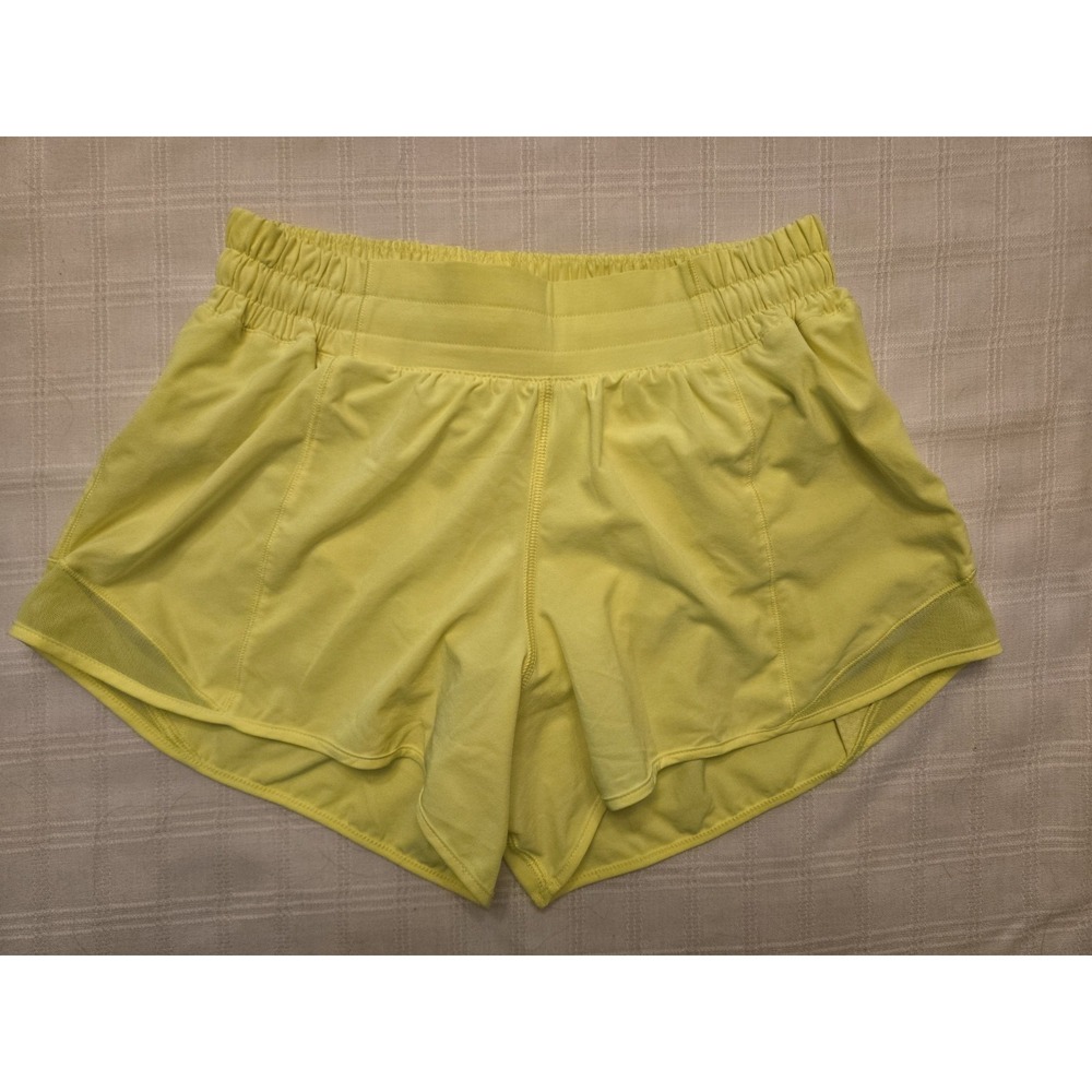 Lululemon Hotty Hot Shorts Size 6 Yellow EUC Lightweight Running Workout Mesh